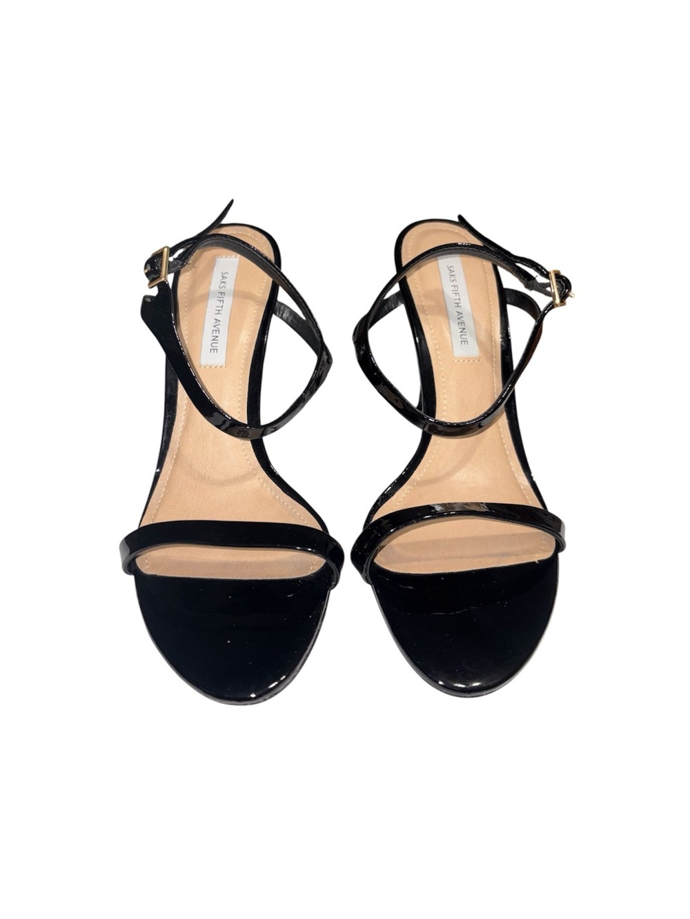 Saks Fifth Avenue Black Patent Stiletto Heels Sleek Coquette Women’s Size 7M - Picture 5 of 10